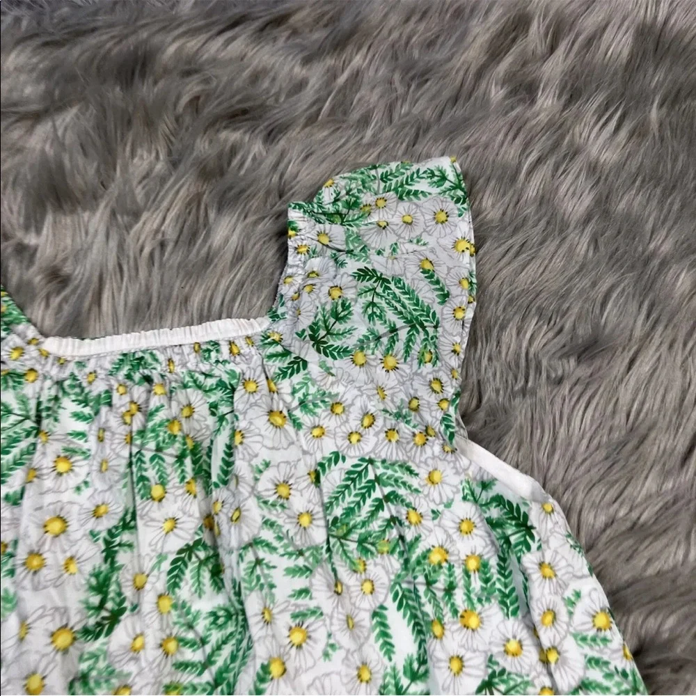 Gymboree Pretty Girls Green White Daisy Floral Top Size Large 10/12